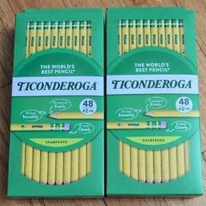 Ticonderoga Yellow Pencils 48 Pack (Sharpened) X2 Total 96 Pencils